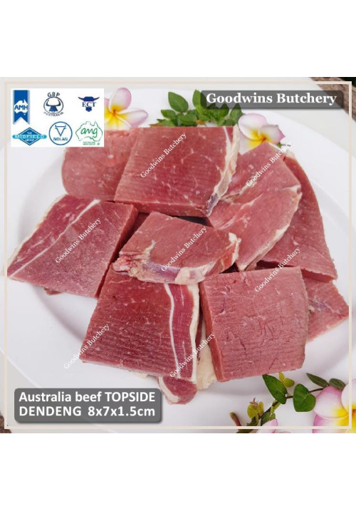 Beef TOPSIDE Australia frozen daging rendang dendeng JERKY EMPAL DENDENG CUTS +/- 8x7x1.5cm (price/pack 600g 6-7pcs)